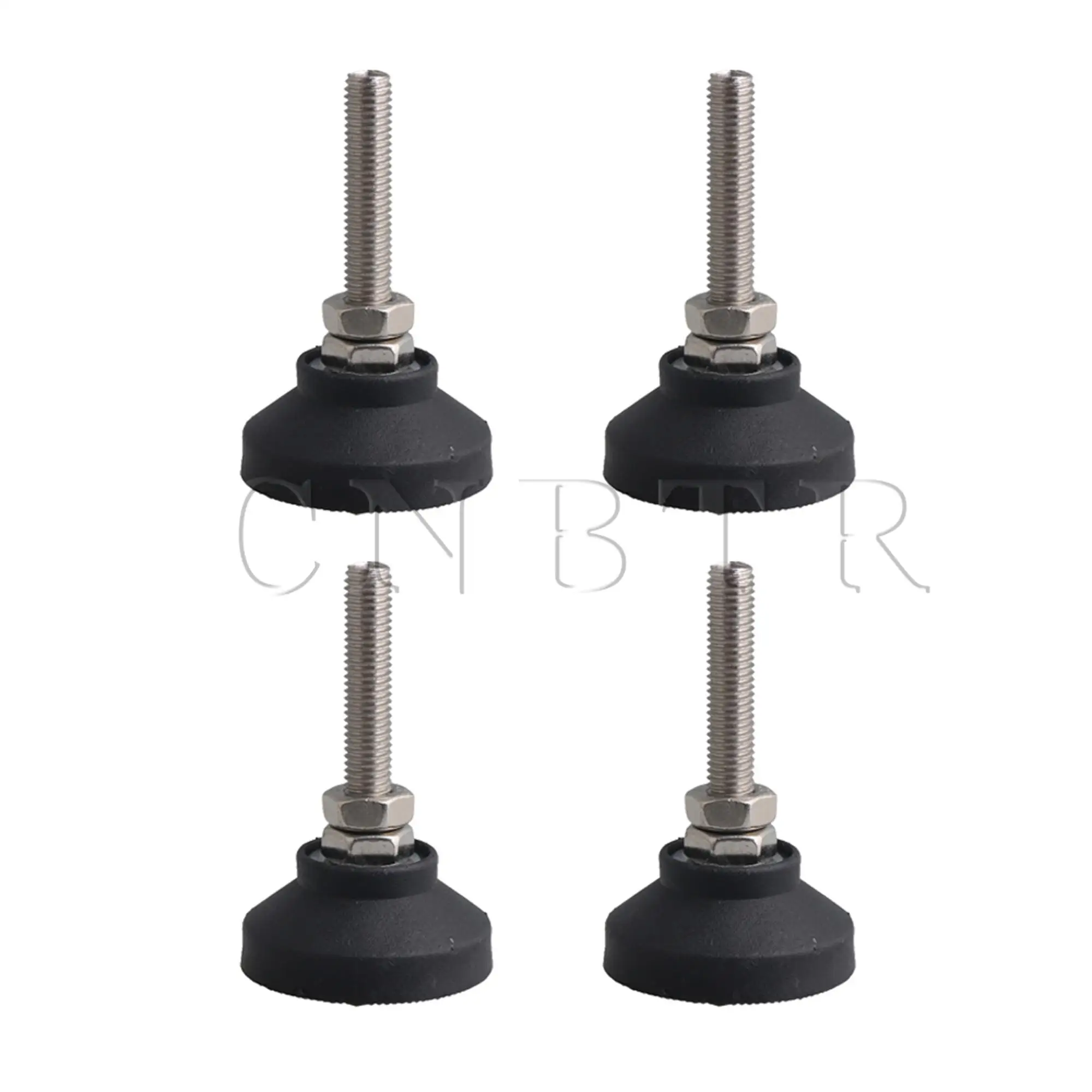 CNBTR Black 50mm Dia Bass M10 x 53mm Thread Screw On Type Adjustable Levelling Feet Furniture Glide Pad Pack of 4