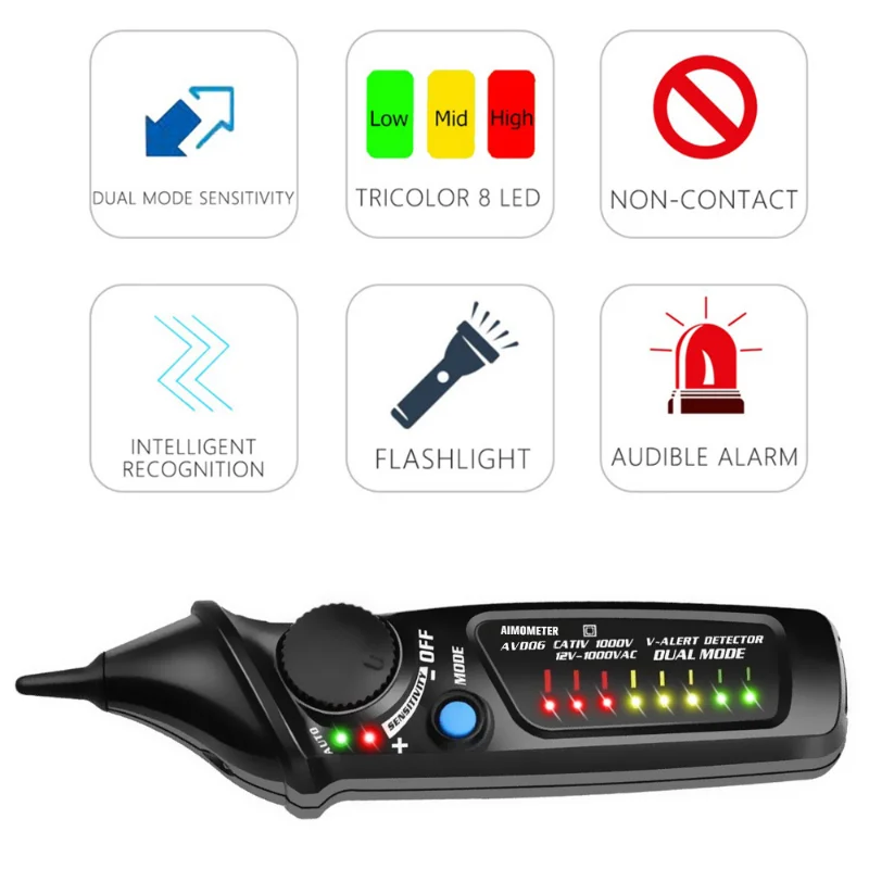 Бесконтактный детектор напряжения AIMOMETER, тестовый измеритель непрерывности (art.: 3920bfeb94a94) - 3920bfeb94a94