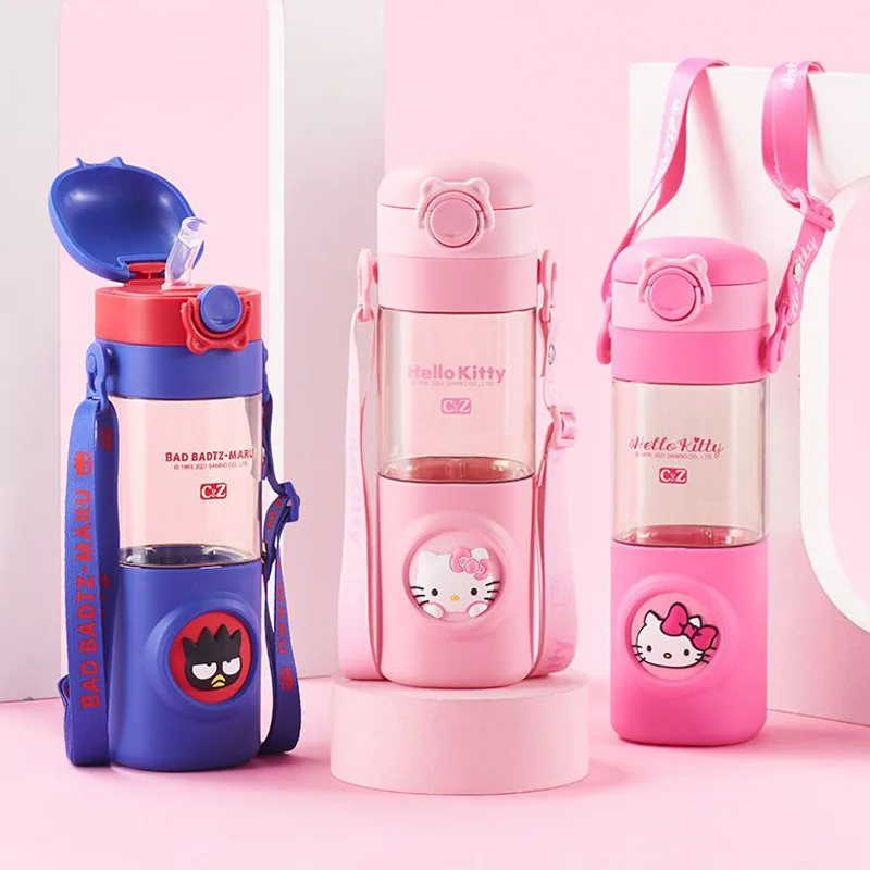 

Sanrio аниме Hello Kitty Kawaii мультфильм детская соломенная чашка для воды для дома офиса уличные спортивные бутылки для воды чашка для напитков для ...