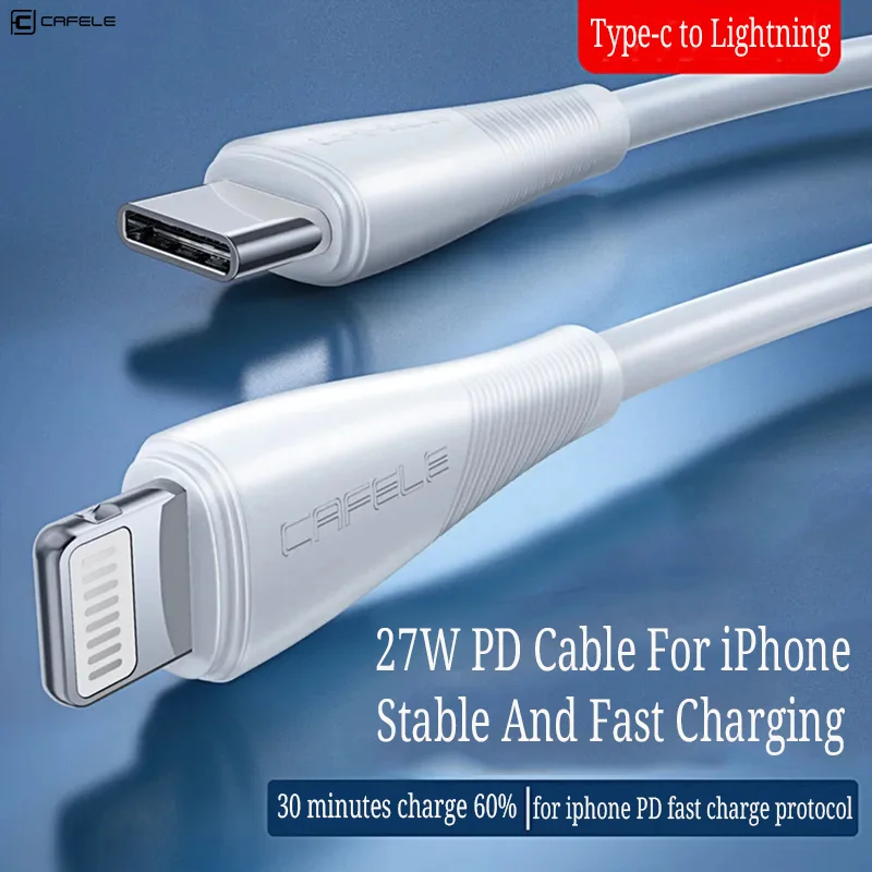 

Cafele 27W Lightning Cable For iPhone 12 11 13 Pro XS Max Xr X 8 PD USB C Type-C To Lightning Data Cable For iPad Fast Charging