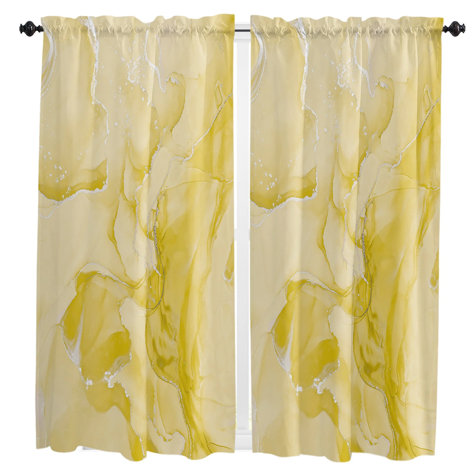 

Marbl Simple Gradient Yellow Curtain Home Decoration Living Room Short Curtains Window Treatments For Kitchen Bedroom