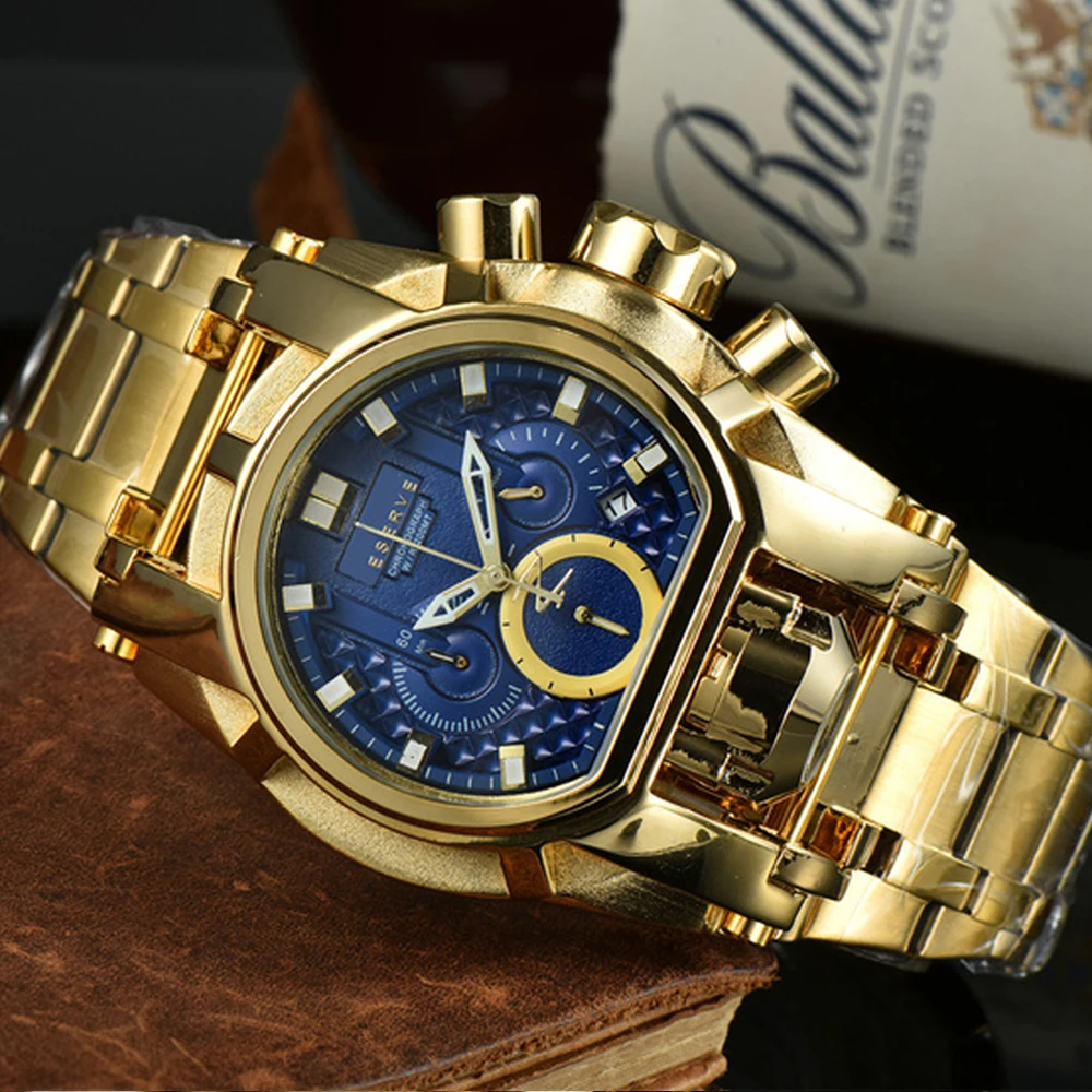 Цена Мужские часы-хронограф из нержавеющей стали, 52 мм