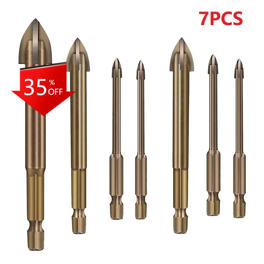 

7pcs Universal Drilling Tool Efficient Multi-functional Cross Alloy Drill Bit Tip High Quality Multi-size Home Power Tools