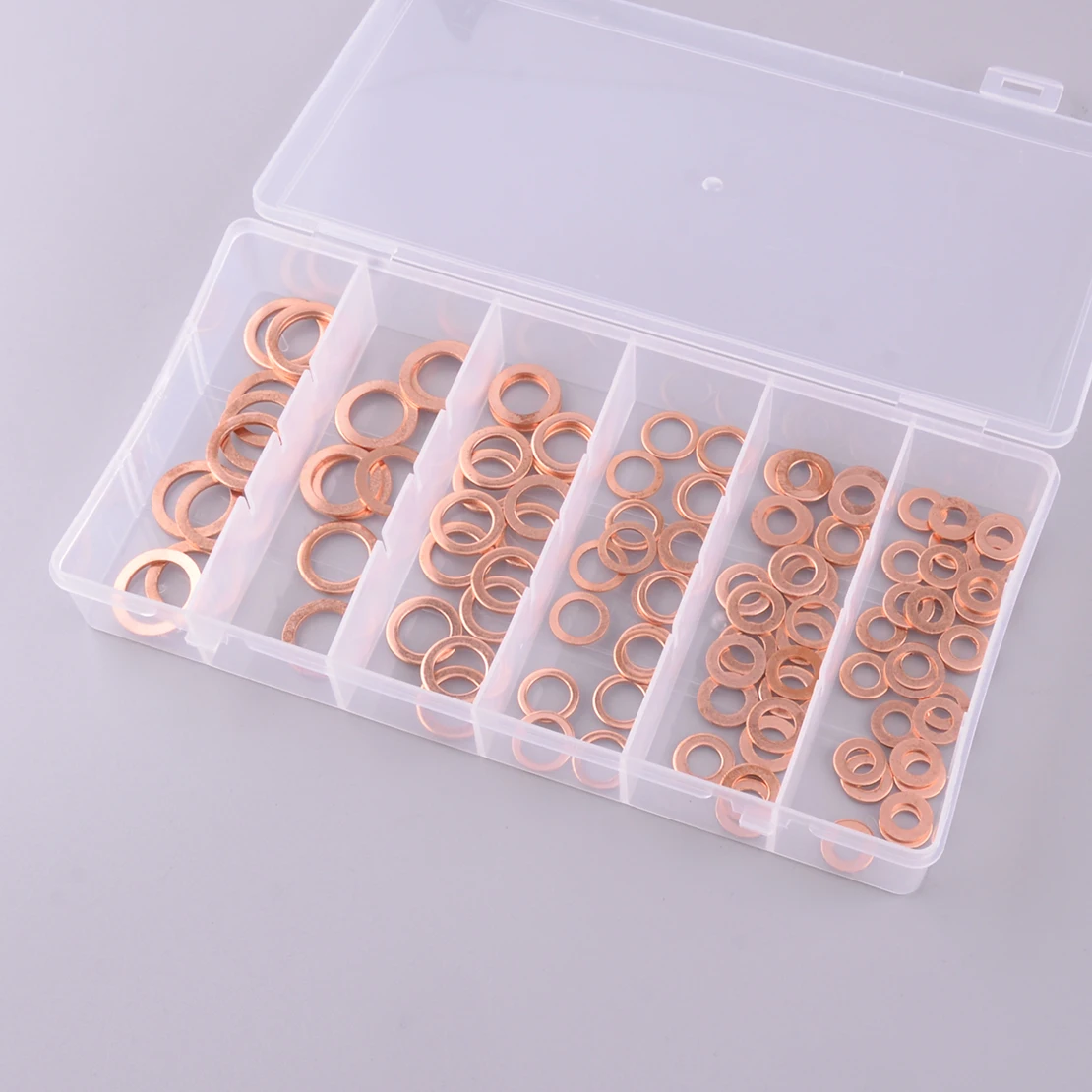 

110pcs 1/4"-5/8" Engine Oil Drain Sump Plug Copper Seal Ring Gasket Flat Washer Assortment Kit Accessories