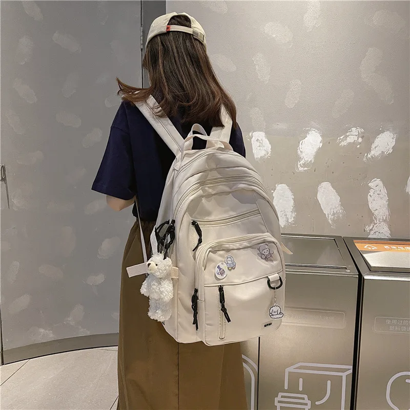 Junior High School Students High School Campus Casual Simple Fashion Backpack Large Capacity Multi-Pocket Schoolbag Female Colle