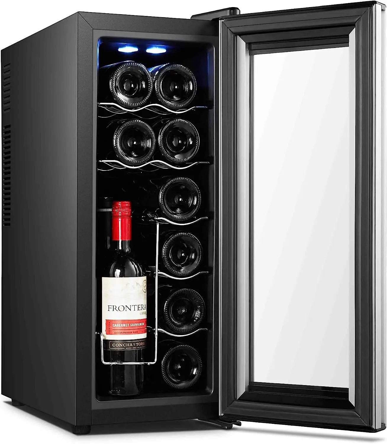 

12 Bottle Wine Cooler Refrigerator with Thermoelectric Cooling, Optimal Drink Temperature, Iceless, Leakproof, Quiet Mini Fridge