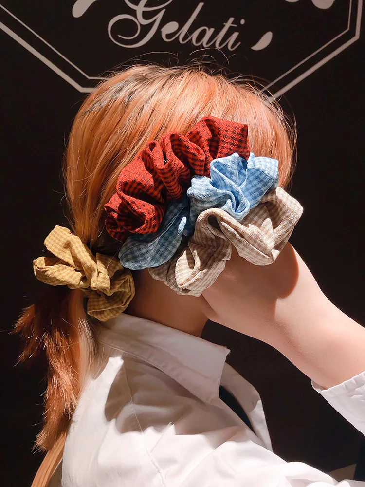 

Fashion Wide Sweet Dots Plaid Scrunchies Striped Solid Hair Ties Rubber Bands Elastic Hair Bands for Women Girls Accessories