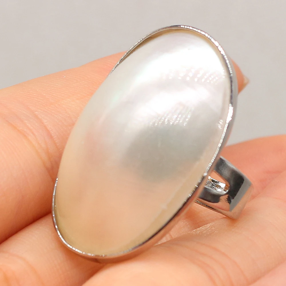 

Oval White Shell Open Ring Adjustable Natural Mother of Pearl Shells Finger Rings for Women Jewelry Love Wedding Gifts Wholesale
