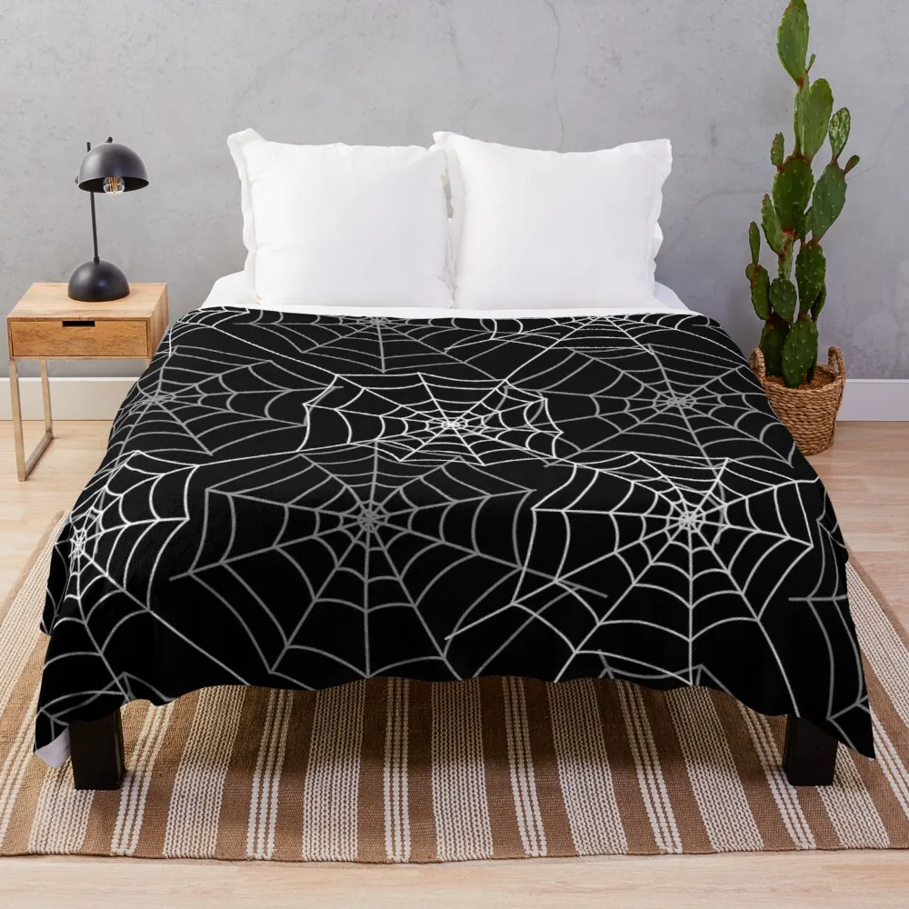 

Spider cobweb spiderweb Halloween goth pattern HD HIGH QUALITY online store Throw Blanket