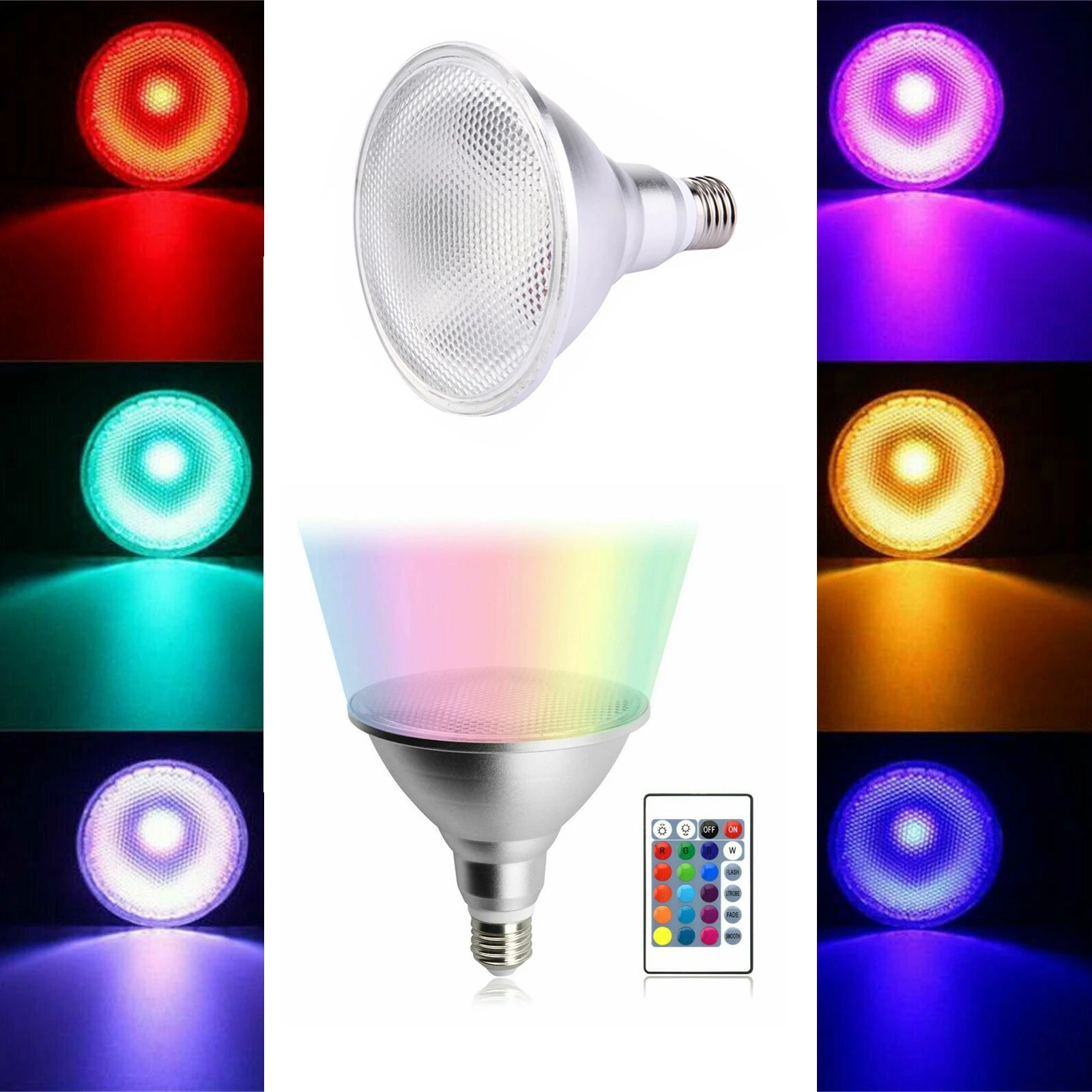 15w 25w E27 Регулируемый свет Rgb Par30 Par38 Лампы декоративные лампочки наружные 16 -