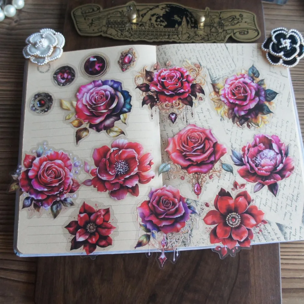 28 шт. цветы из кристаллов стиль драгоценных камней ПВХ наклейка скрапбукинг