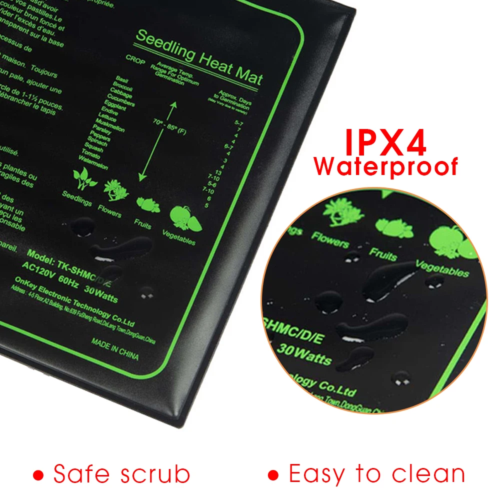 Нагревательный коврик для рассады 50 Вт с регулируемым термостатом прорастания