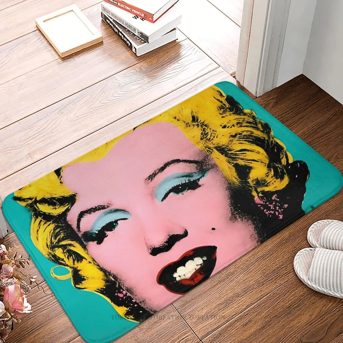 

MARILYN MONROE Kitchen Non-Slip Carpet Andy Warhol Turquoise Flannel Mat Welcome Doormat Floor Decoration Rug