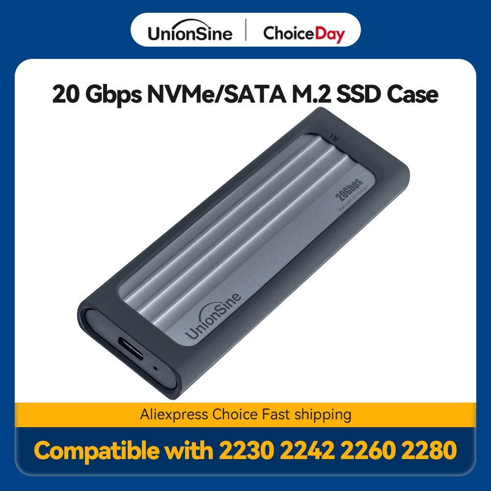 Unionsine SSD чехол M.2 адаптер корпуса 20 Гбит/с USB 3 2 Gen2 C внешний корпус M и B & ключи для