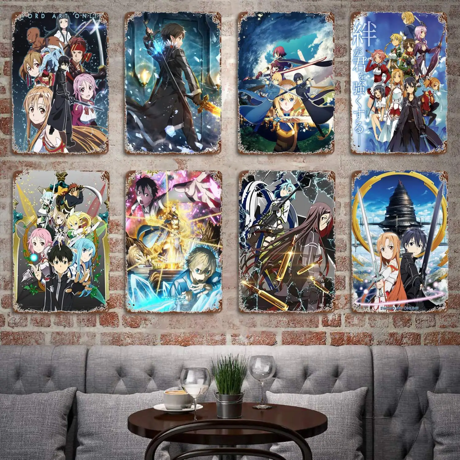 

Sword Art Online Sao Kirito Asuna Poster Vintage Tin Sign Metal Sign Decorative Plaque for Pub Bar Man Cave Club Wall Decoration