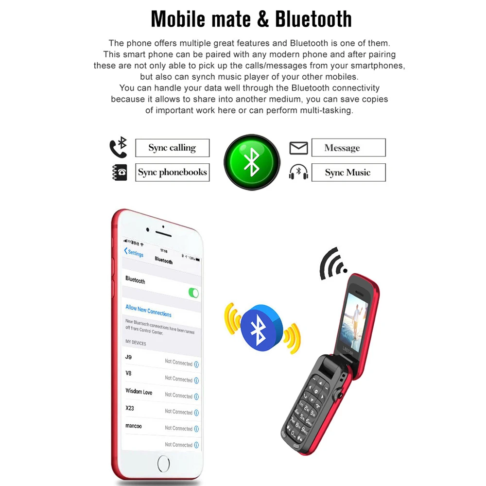 UNIWA 8star BM60 Mini Phone 2G GSM Flip Cellphone Bluetooth Dial Mobile Phone Single Nano SIM Card Telephones Magic Voice 300mAh