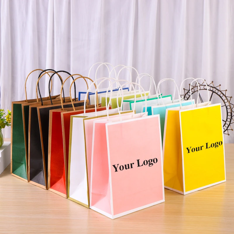 Bolsas de papel Kraft con logotipo personalizado, embalaje de papel de regalo,...