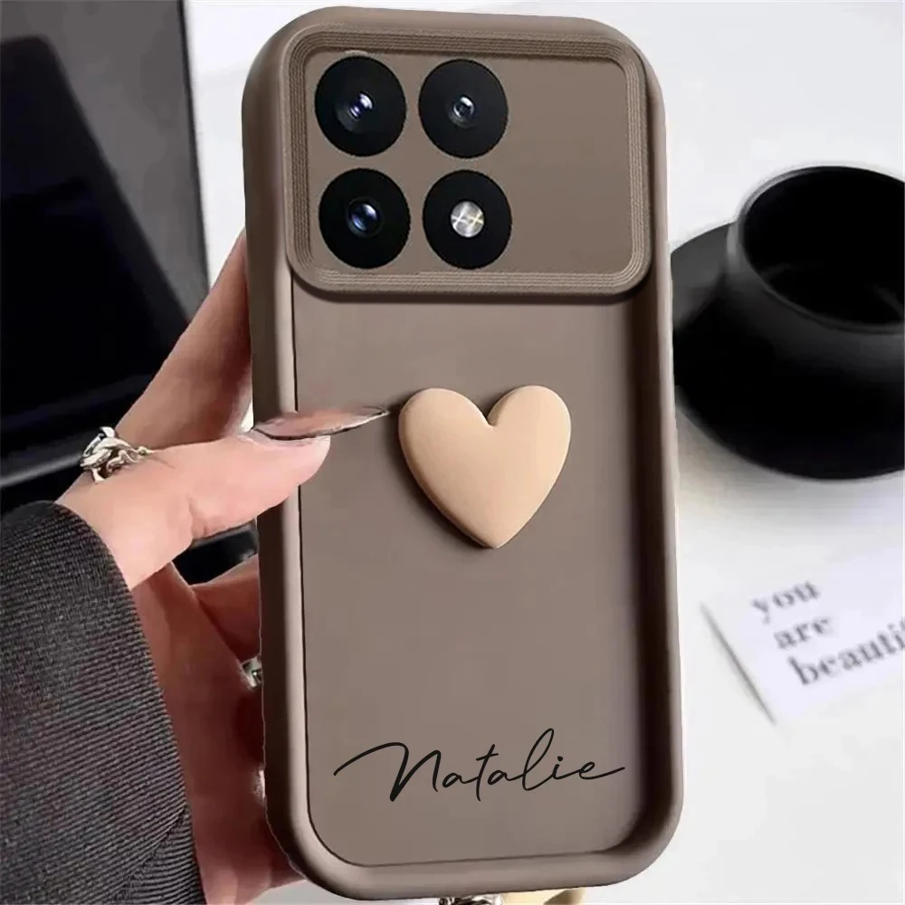 Персонализированный Чехол с именем 3D Love Heart для Xiaomi Poco X3pro NFC X5 X6pro C50 C51 F4 F5pro M4pro M6pro 4G