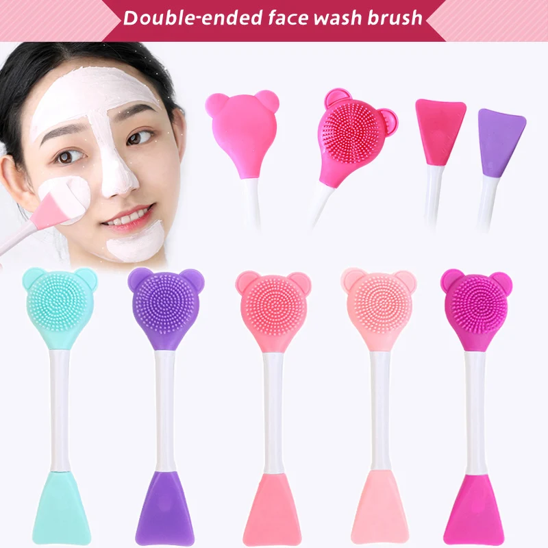 

Face Cleansing Brush Double Head Silicone Massage Brush Exfoliating Facial Cleanser Dropshipping Massager Skin Care Tool