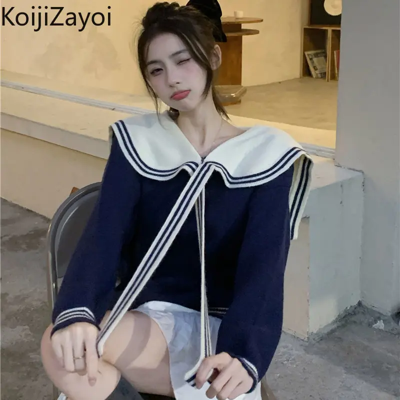 

Koijizayoi Preppy Style Women Knitted Pullovers Casual Loose Chic Fashion Lady Japan Sweater Spring Autumn Jumpers Thin Knitwear