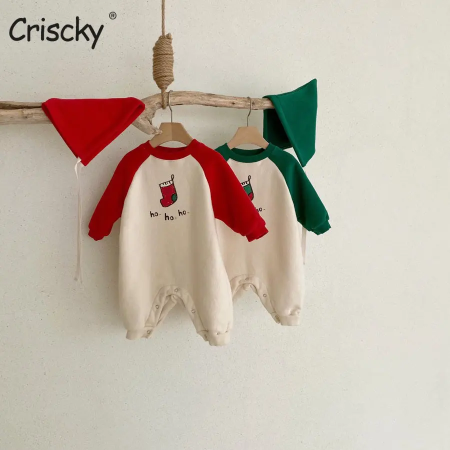 

Criscky Autumn Winter Newborn Infant Baby Boys Girls Romper Playsuit Overalls Cotton Long Sleeve Baby Jumpsuit Clothes with Hat