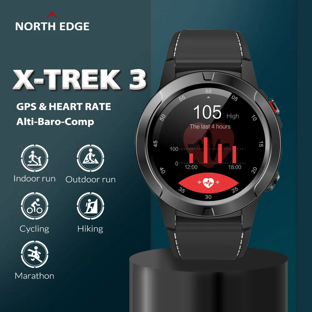 

Смарт-часы North EDGE мужские спортивные с GPS, компасом, пульсометром, шагомером