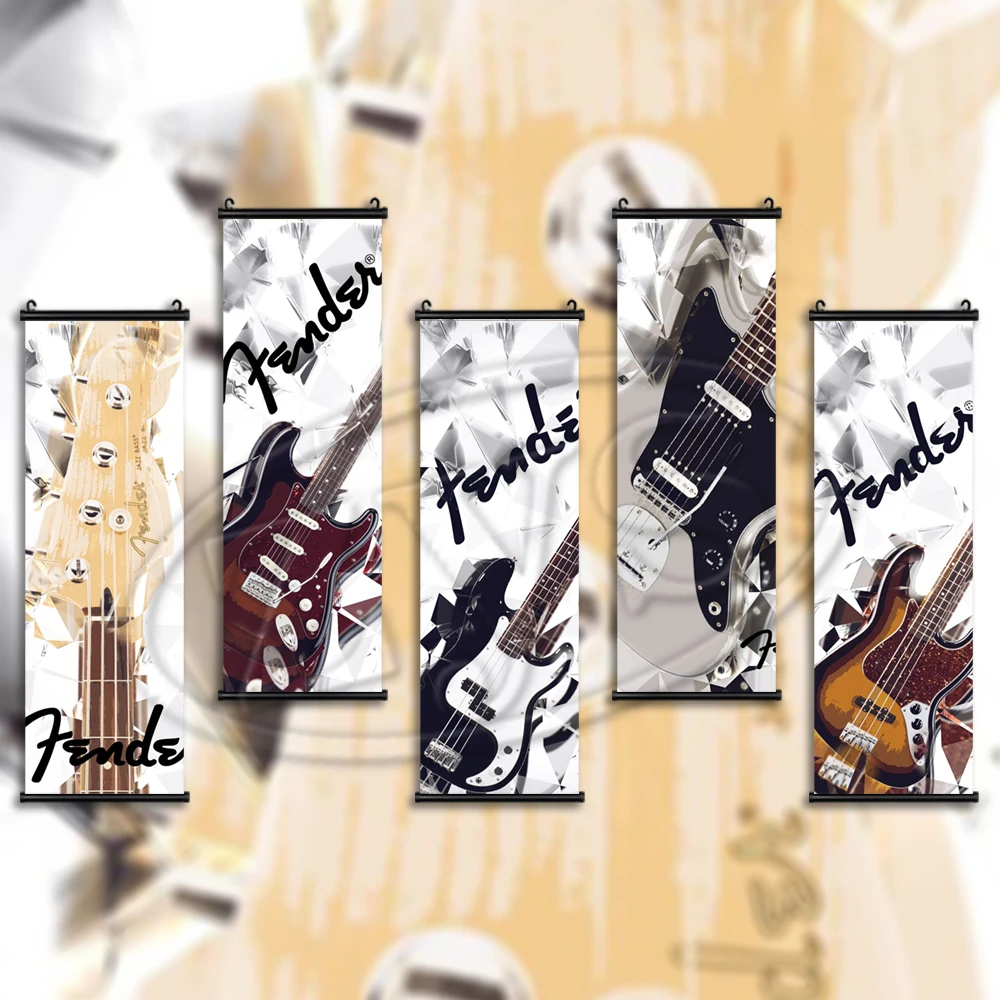 

Hanging Scrolls Music Art Studio Poster Picture HD Print Wall Art Guitar Canvas Painting Classic Home Bedroom Decor Background