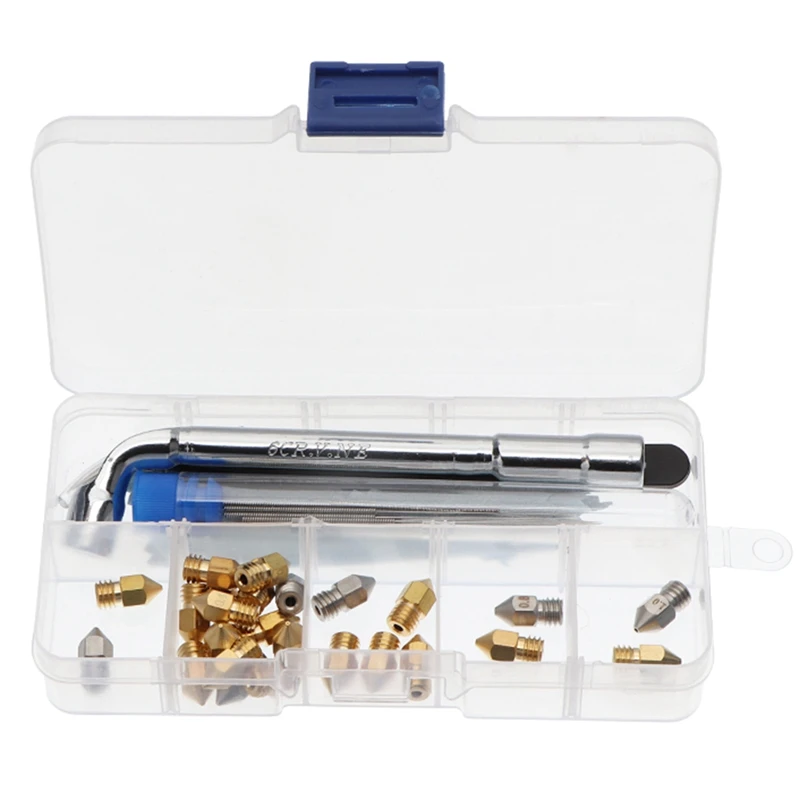 

31PCS Boxed Brass Nozzle Surface Lettering 3D Printer Nozzle Outer Diameter 6mm 1.75 Consumable Tweezers