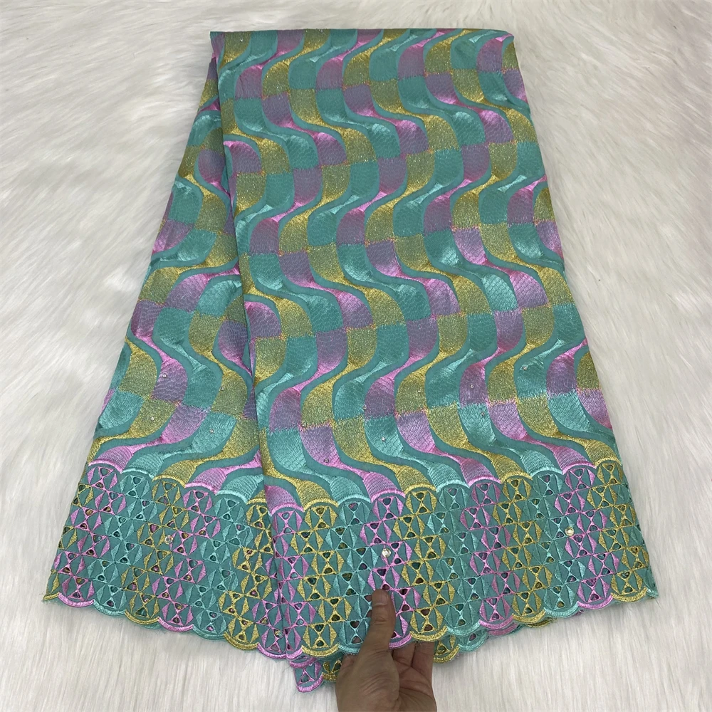 

African 100% Cotton Lace Fabrics 2022 High Quality Embroidery Nigerian Swiss Voile Lace Fabric For Women Wedding Dress Sewing