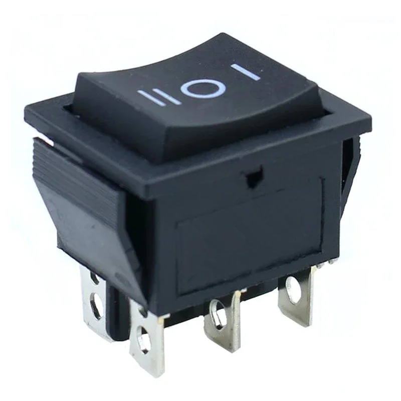 2PCS Rocker Switch 6 Pins 3 Position ON/Off/ON AC 20A/125V 16A/250V DPDT Car Boat Black