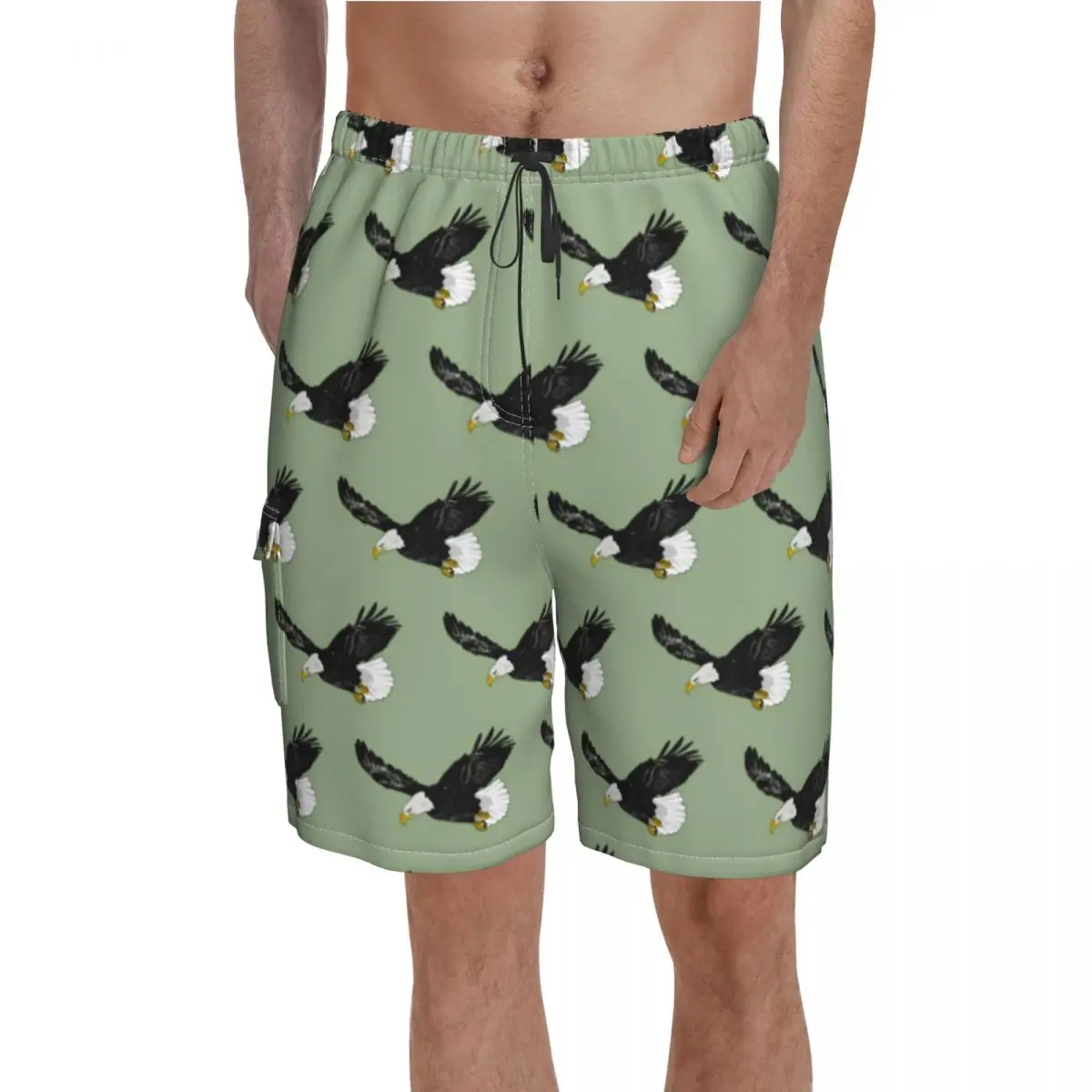 

Eagle Board Shorts Trenky Stalking Eagles Flying Print Beach Shorts Male Drawstring Comfortable Swimming Trunks Plus Size 2XL