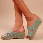 Сандалии женские на танкетке, пикантная обувь, без застежки, с перфорацией, весна-лето 2022