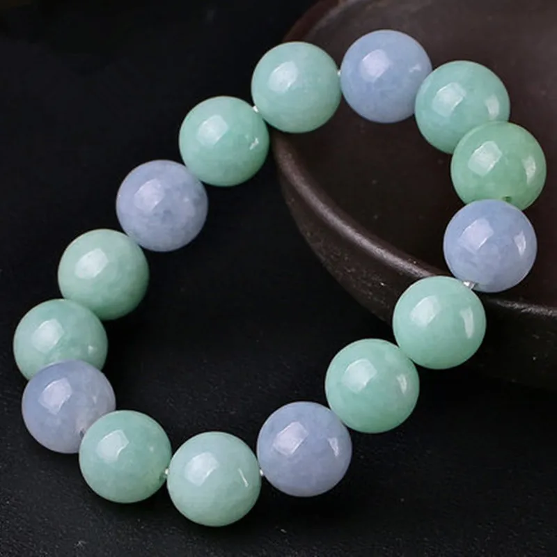 

Send Certificate Real Burma Jade Bracelet Men Women Genuine Natural Myanmar Jadeite Beads Elastic Beaded Lucky Amulet Bracelets