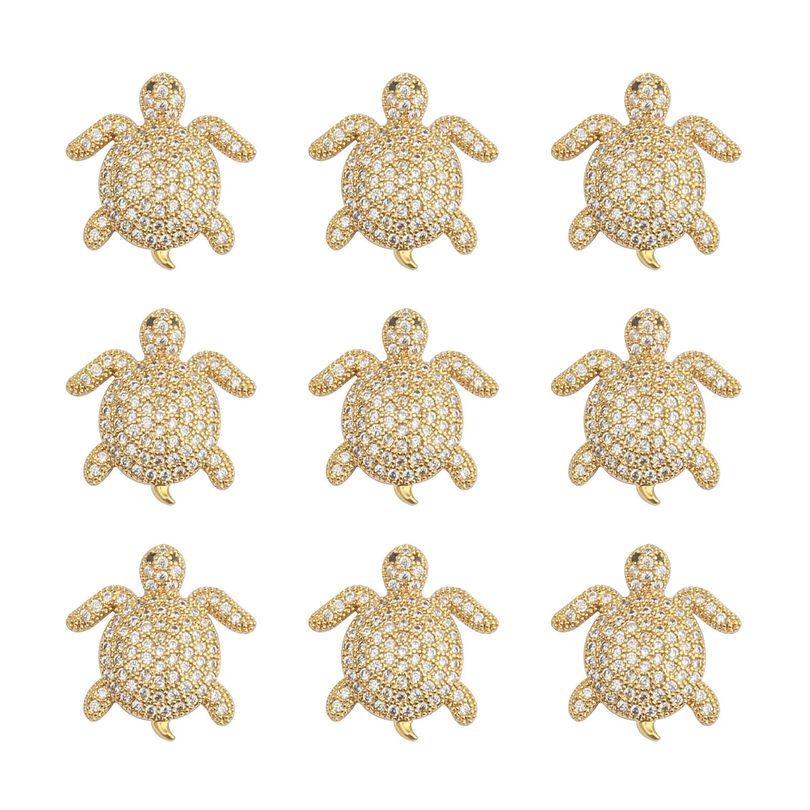 

10pcs/Lot CZ Spacer Turtle Beads Brass Micro Pave Cubic Zirconia Beads Jewelry Making Diy Charms Bracelet Wholesale CZBS42