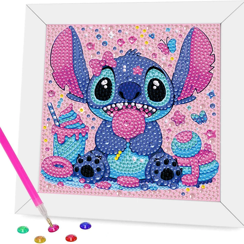 Фото Брелок Disney Lilo & Stitch с кристаллами и бриллиантами 5D DIY, акриловый пояс с вышивкой крестом, комплект рамки для пары, подарок на день рождения ручной работы №2
