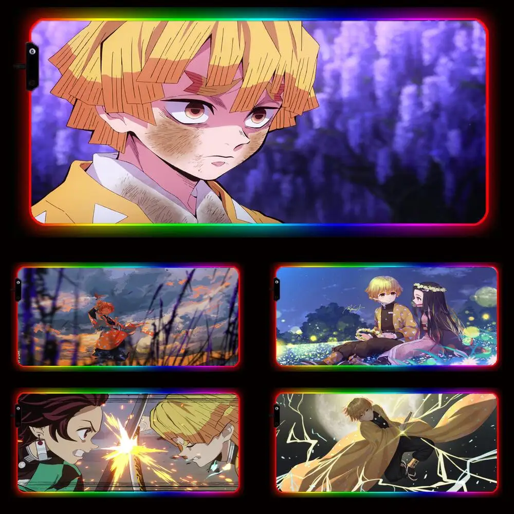 

Водонепроницаемый большой коврик для мыши Zenitsu Agatsuma Bandai RGB, игровой коврик для клавиатуры и ПК XXL, коврик для мыши со светодиодной кромкой и Б...