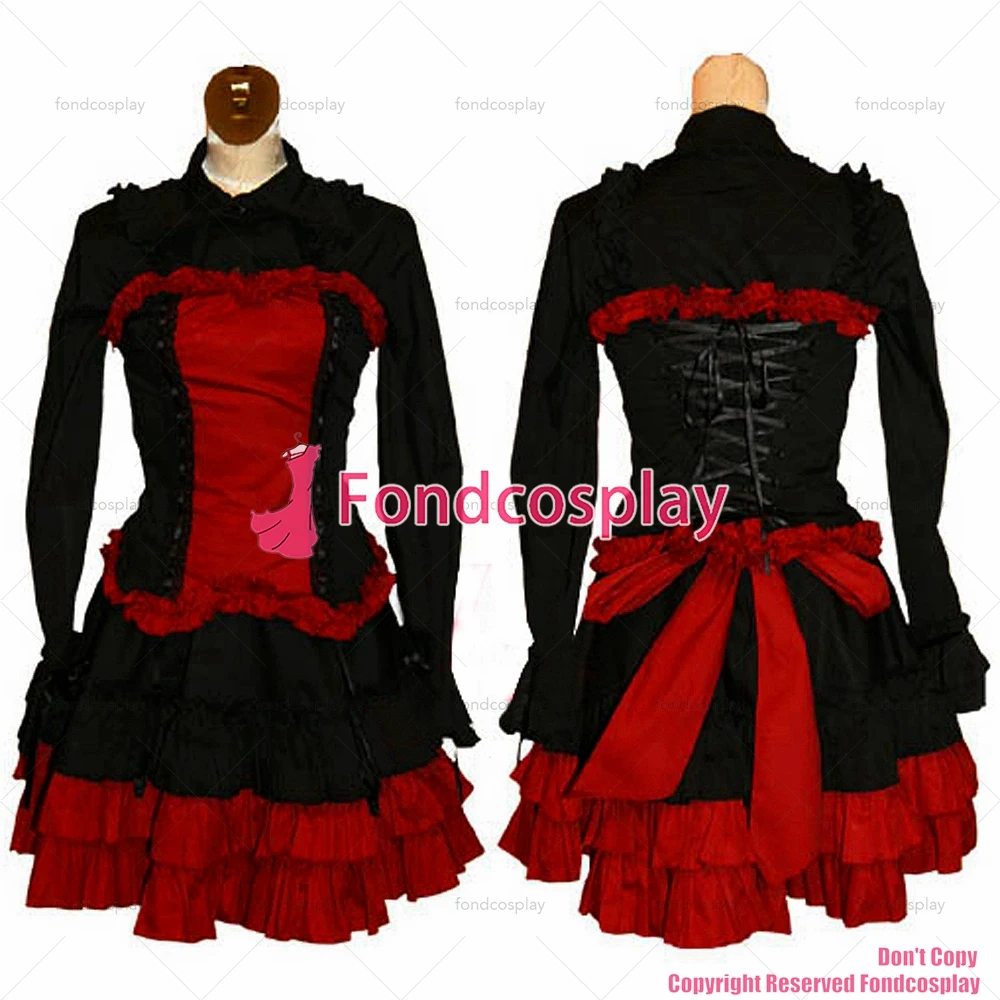 

tailor-made sexy adult dressing cross maid sissy lolita gothic punk fashion black-red cotton dress costume tv/cd[ck002]