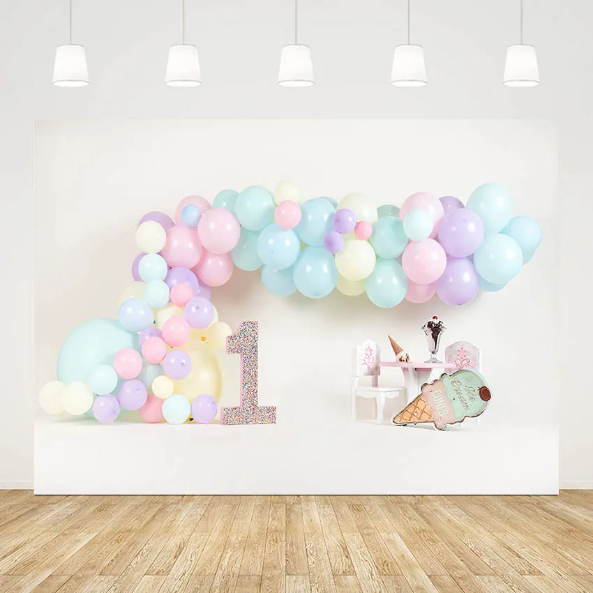 

Princess 1st Birthday Photography Backdrops Sweet Ice Cream Table Decoration Newborn Portrait Background Studio Photo Phtocall