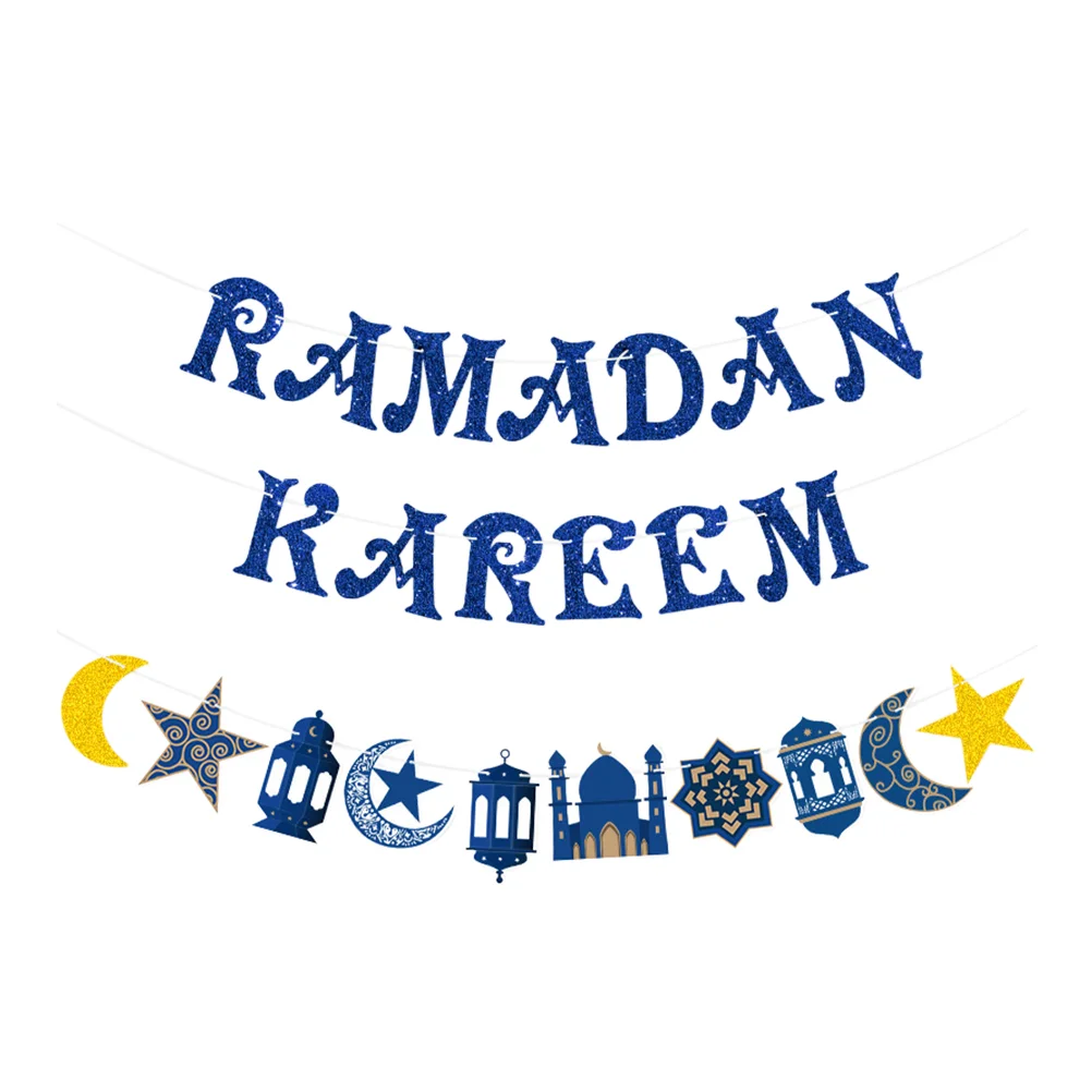 

Banner Decor Ramadan Eid Hanging Kareem Party Mubarak Mantel Star Moon Backdrop Decoration Muslim Fireplace Islamic Festival
