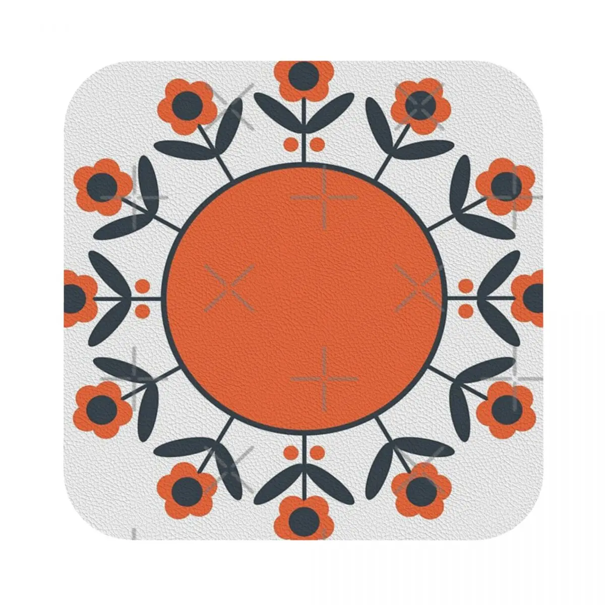 

Retro Flower (2) Leather Coaster Set of 4 10x10 cm Restaurant Scald-proof