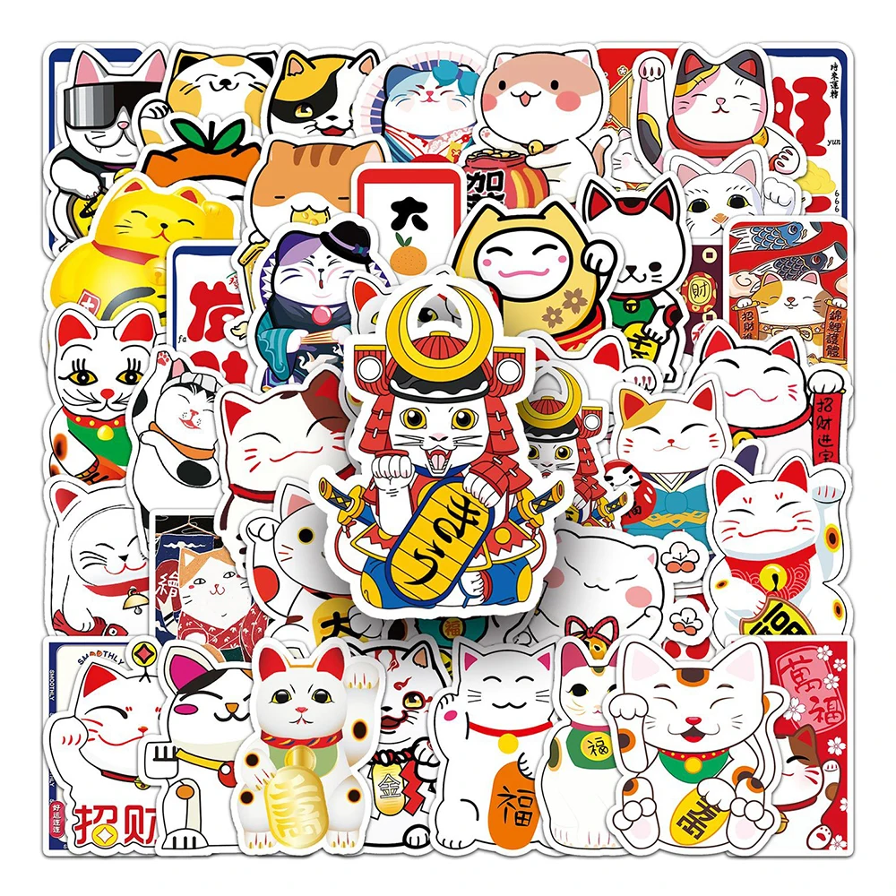 Фото 10/30/50 шт. Kawaii Maneki Neko Luck мультяшный кот наклейки граффити чехол для ноутбука и телефона автомобиль водостойкая милая наклейка детские игрушки №1