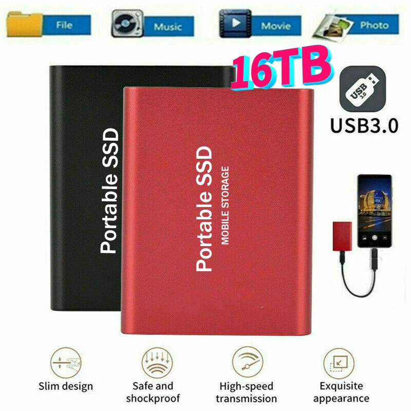 

Внешний твердотельный накопитель 16 ТБ, 8 ТБ, 4 ТБ, USB 3,0