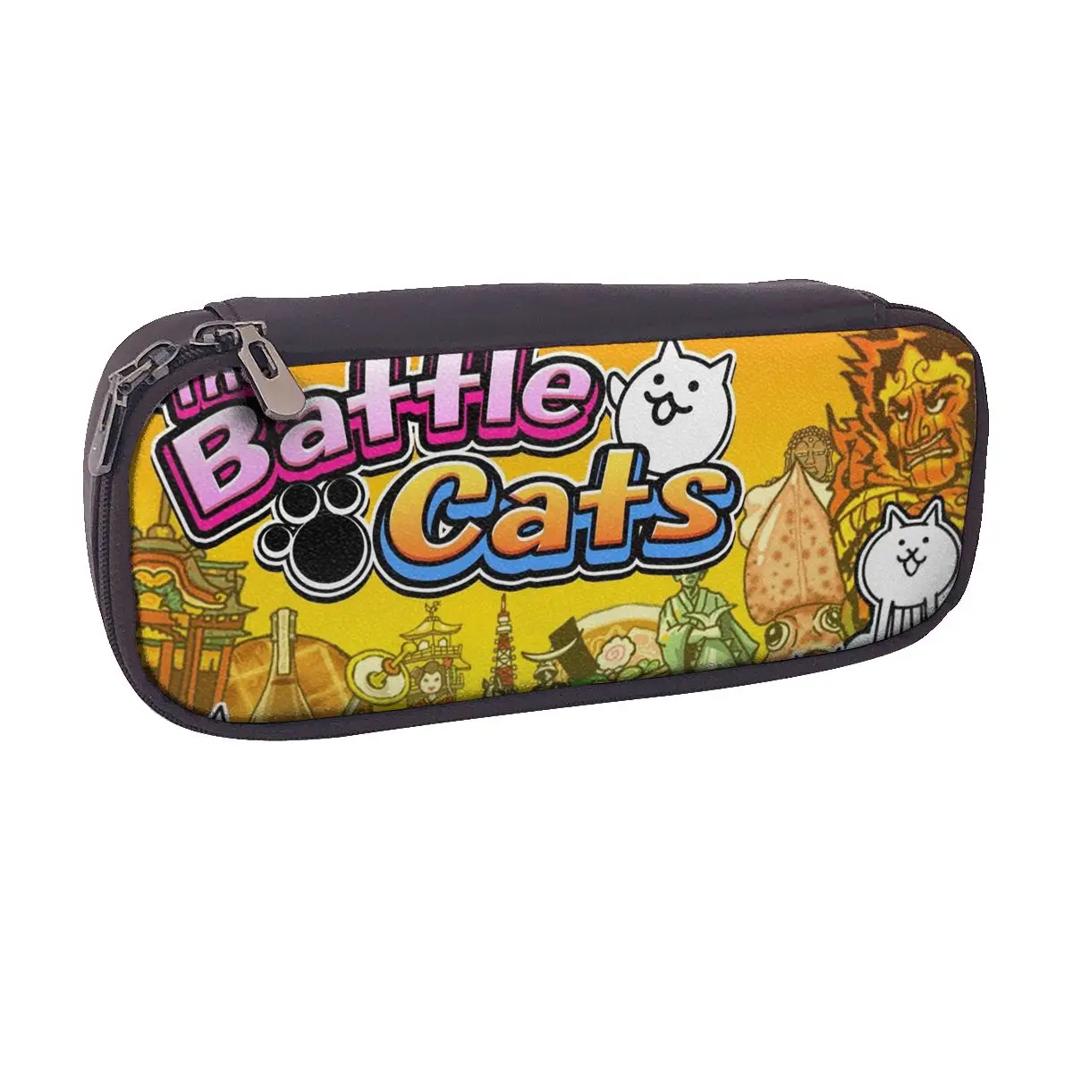 Фото Кожаный пенал Nyanko Great War Battle Cats для мальчиков и девочек, школьный пенал, сумка для ручек, канцелярские принадлежности №5