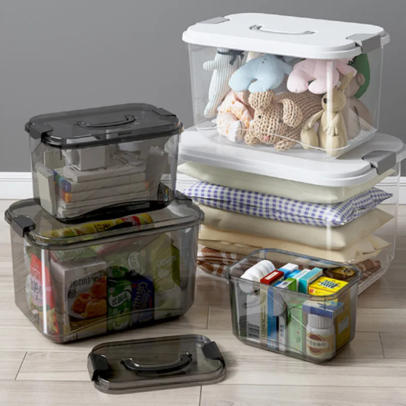 

Home Transparent Plastic Storage Box Living Room Children's Toys Organizer Box Large Capacity Clothes Medicine Pill's Box