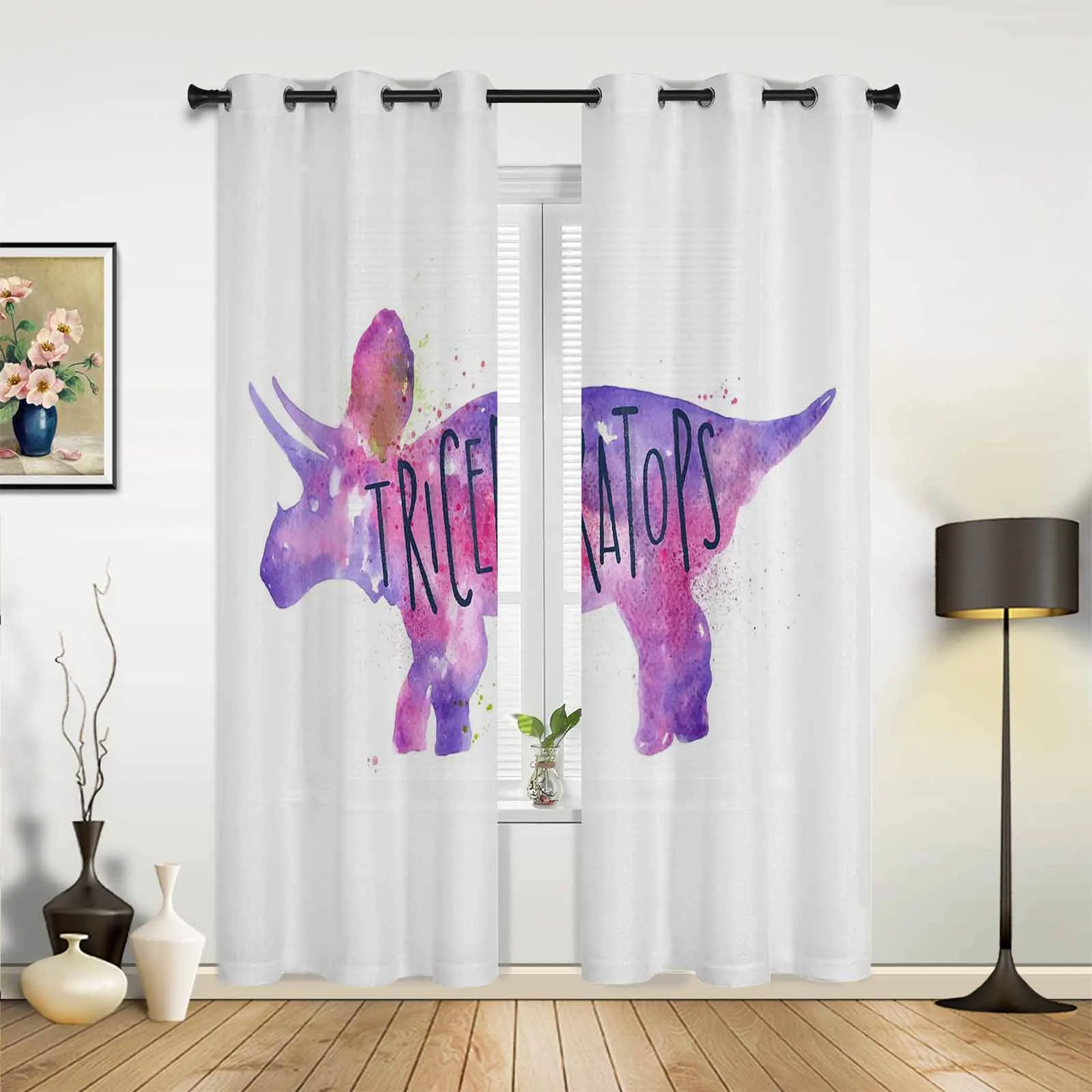 Акварельные занавески с динозавром оконные шторы для спальни домашний декор