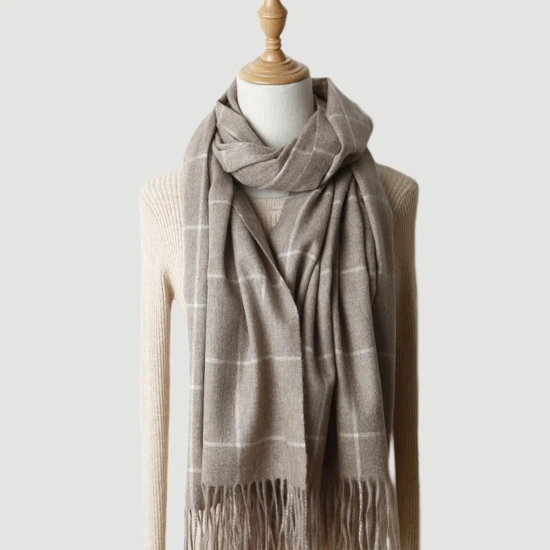 

2022new Inner Mongolia cashmere Winter female scarf Fashion Plaid keep warm men's scarf Bib poncho Woman Solid cape free shippin