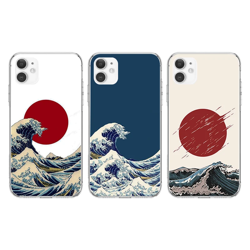 

The Big Wave of Kanagawa Transparent Phone Case for IPhone 13 12 11 Pro Max Mini XS XR 8 7 6 6S Plus X SE2020 TPU Cover 11 Cases