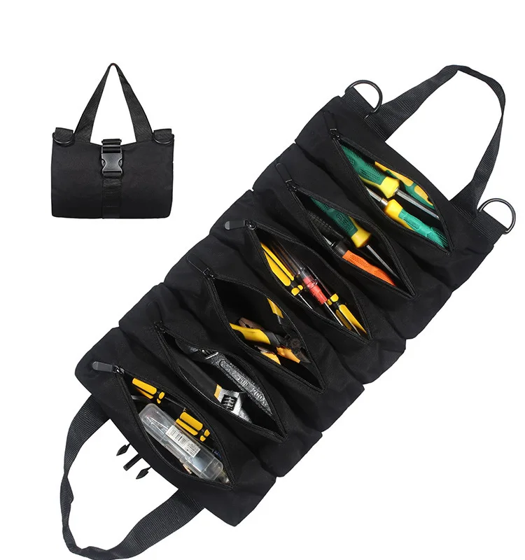 Roll Up Multi-Purpose Wrench Screwdriver Organizer Tool Bag Hanging Zipper Carrier Tote Storage Bag