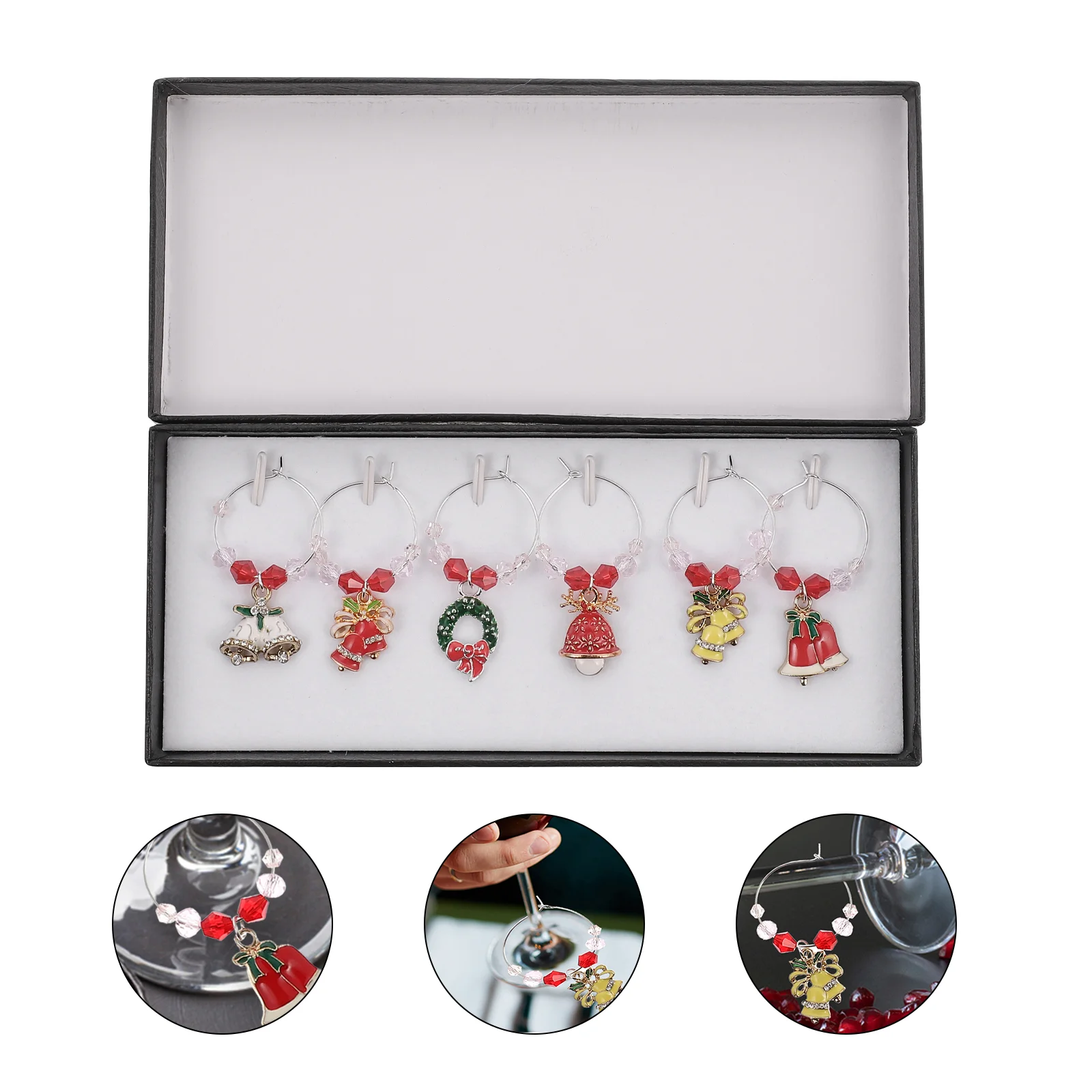 

Winecharms Christmas Markers Drink Tags Marker Holiday Identifiercocktail Beaded Stemmed Goblets Champagne Cup Jewelry Party