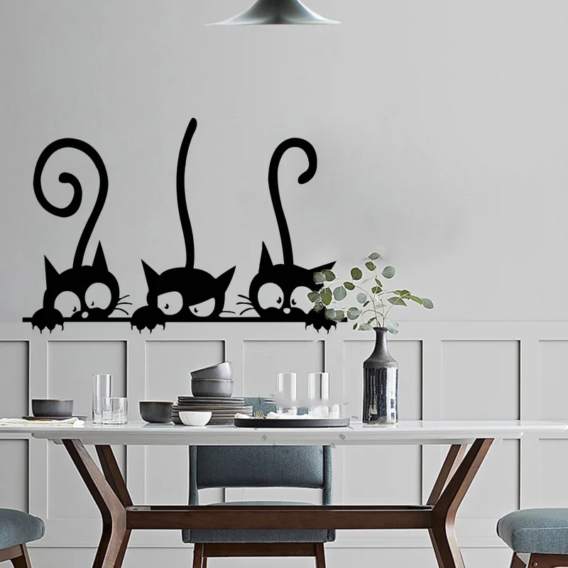 

Lovely Three Black Cat DIY Wall Stickers Animal Room Bedroom Background Wall Decoration personality Vinyl Wall Decals